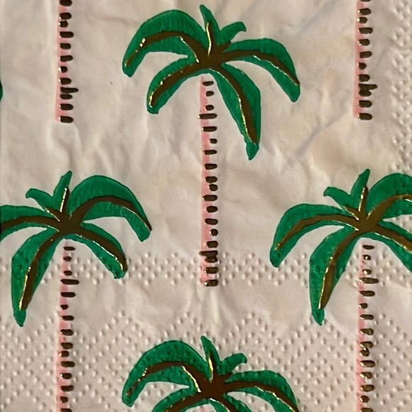 palm trees w/gold foil 5” napkins-cocktail size-4 packs of 20 each-NWT - Picture 3 of 7